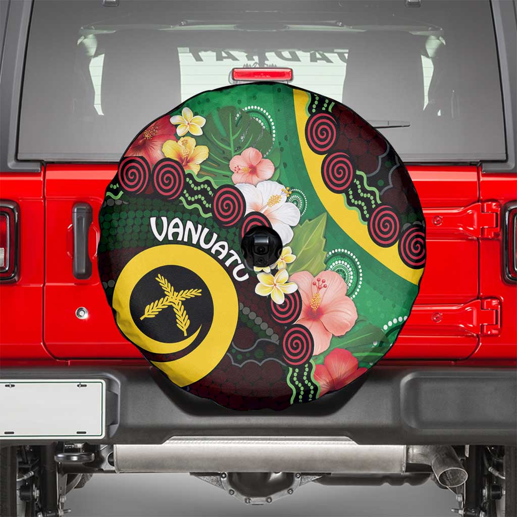 Long God Yumi Stanap Vanuatu Spare Tire Cover Tropical Flowers Aboriginal Pattern