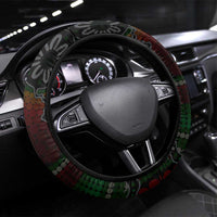 Long God Yumi Stanap Vanuatu Steering Wheel Cover Tropical Flowers Aboriginal Pattern