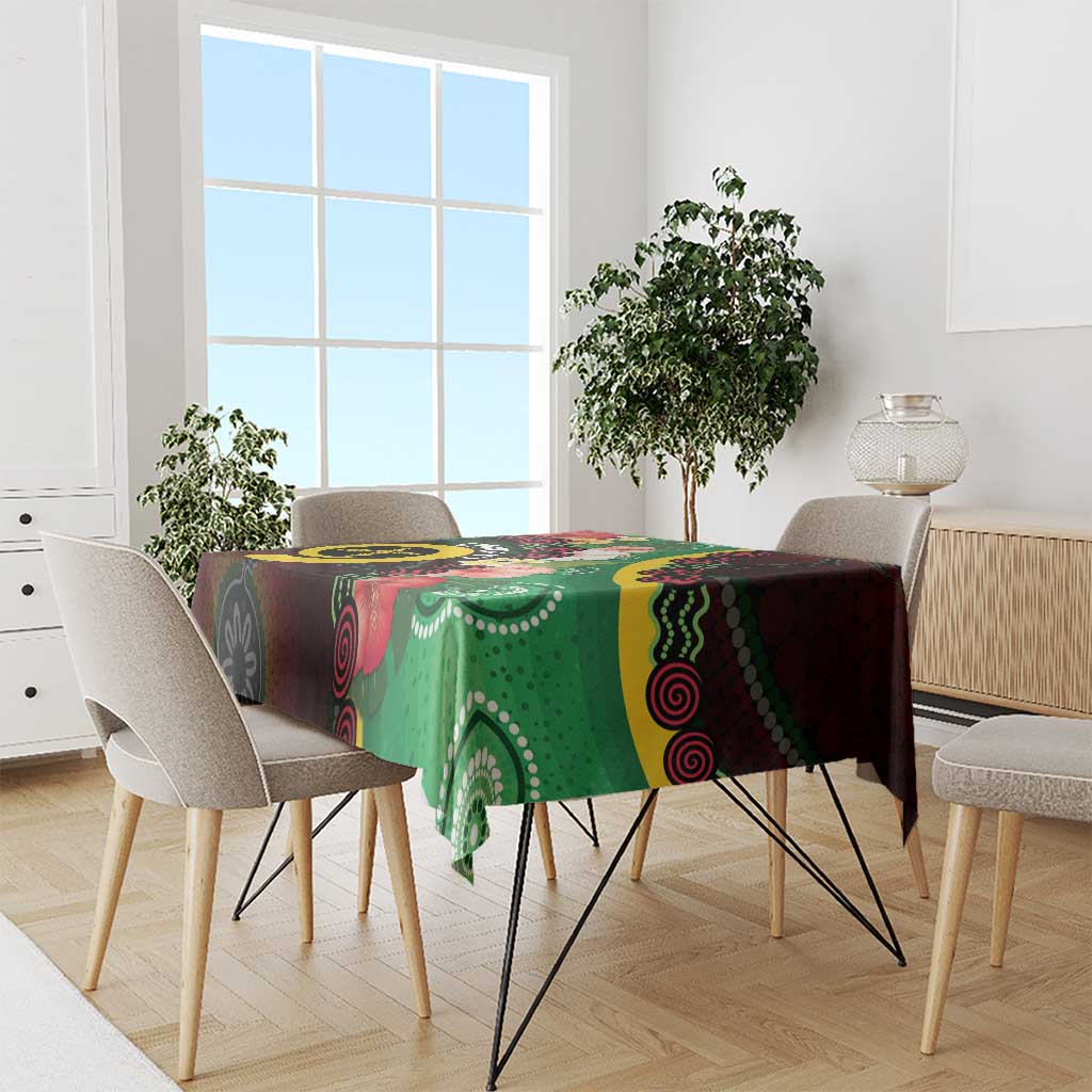 Long God Yumi Stanap Vanuatu Tablecloth Tropical Flowers Aboriginal Pattern