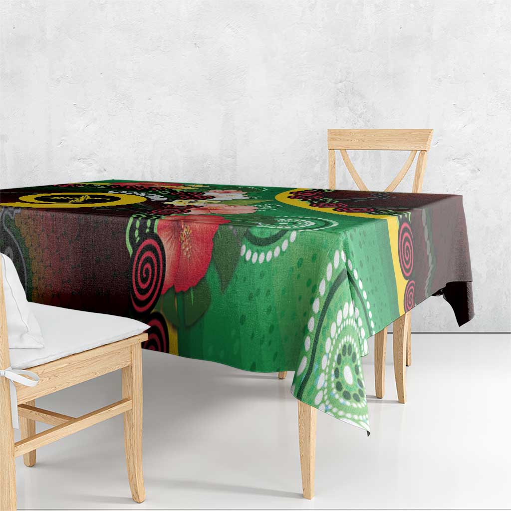 Long God Yumi Stanap Vanuatu Tablecloth Tropical Flowers Aboriginal Pattern