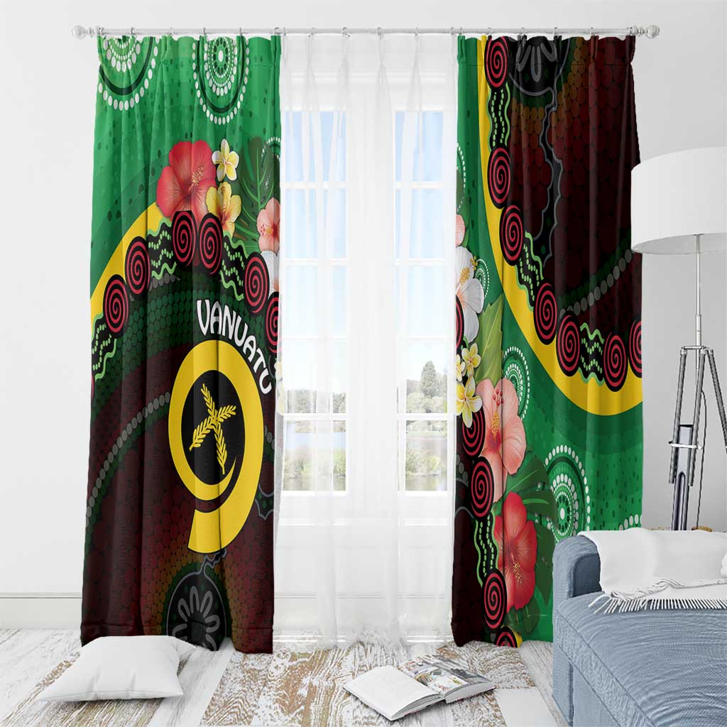 Long God Yumi Stanap Vanuatu Window Curtain Tropical Flowers Aboriginal Pattern