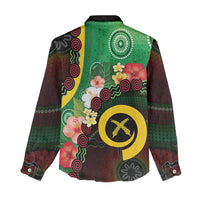 Long God Yumi Stanap Vanuatu Women Casual Shirt Tropical Flowers Aboriginal Pattern