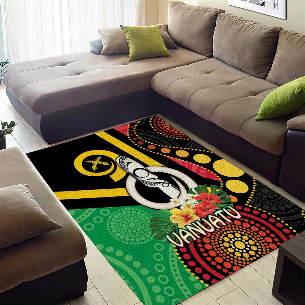 Tamtam Drum Vanuatu Area Rug Boar Tusk Aboriginal Flag Style