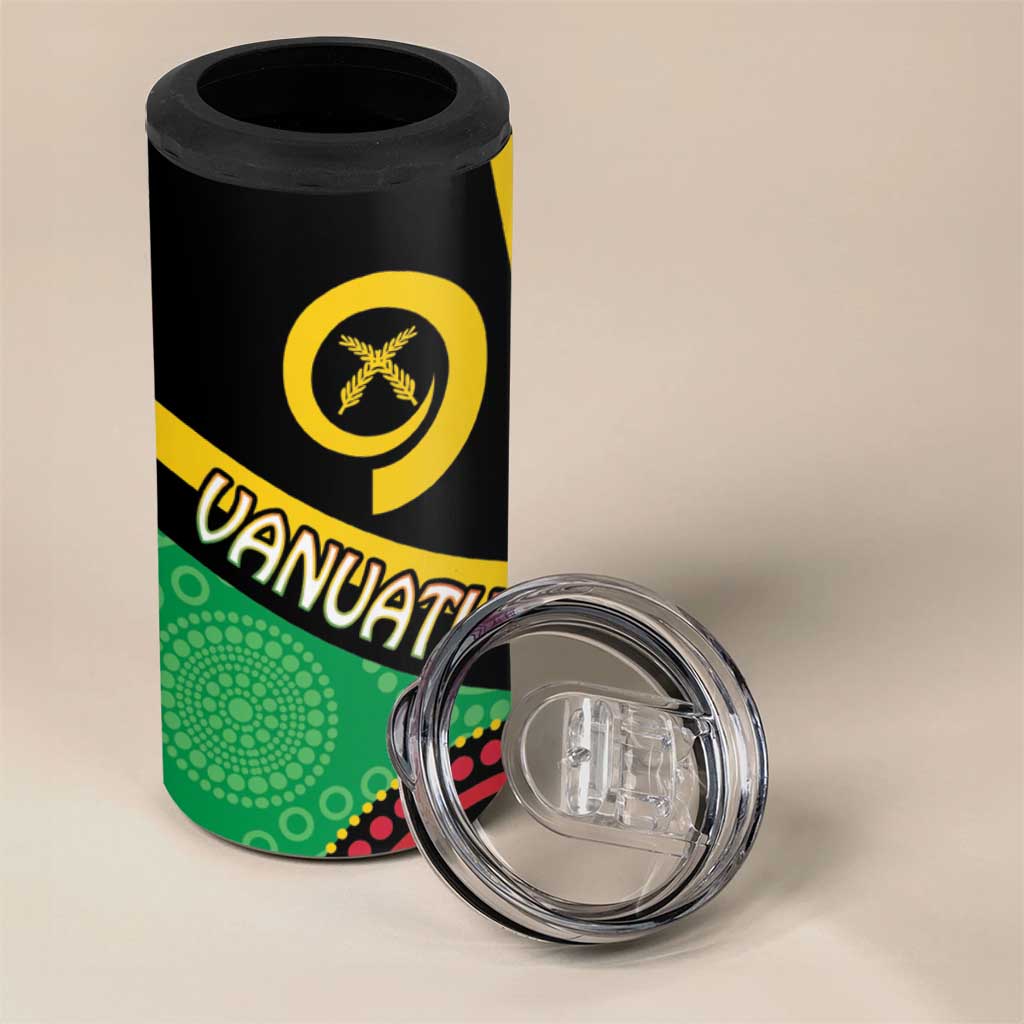 Tamtam Drum Vanuatu 4 in 1 Can Cooler Tumbler Boar Tusk Aboriginal Flag Style