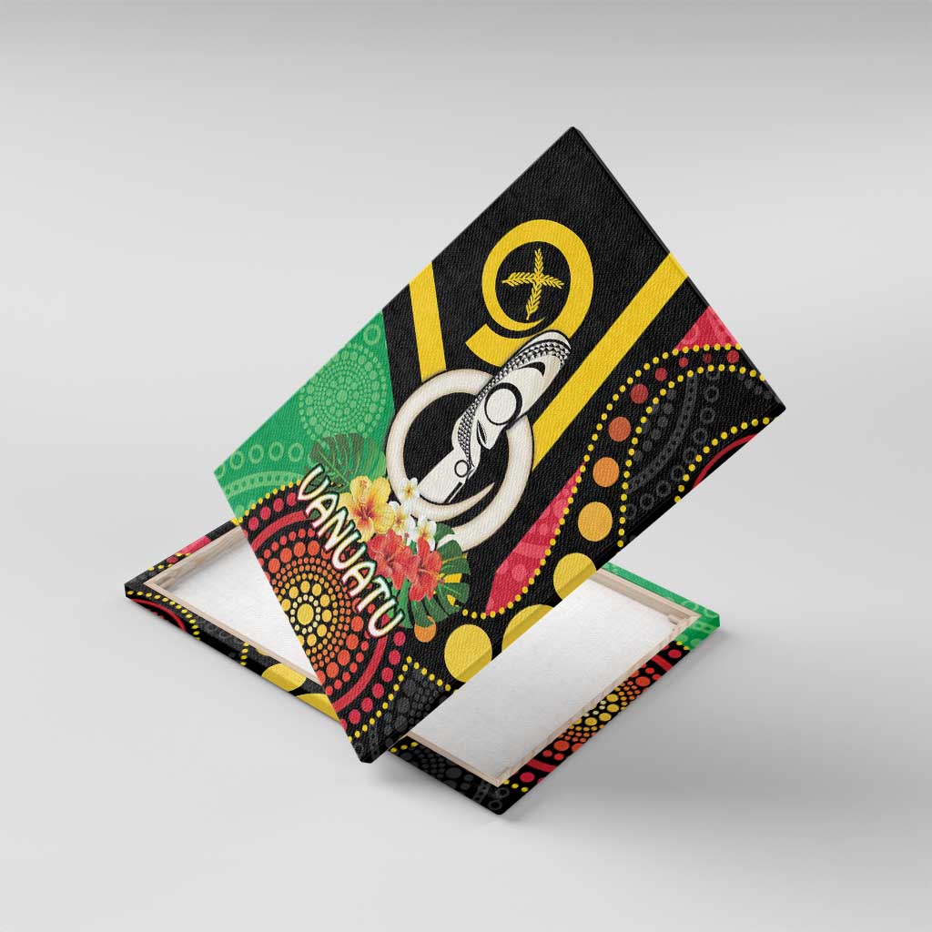 Tamtam Drum Vanuatu Canvas Wall Art Boar Tusk Aboriginal Flag Style