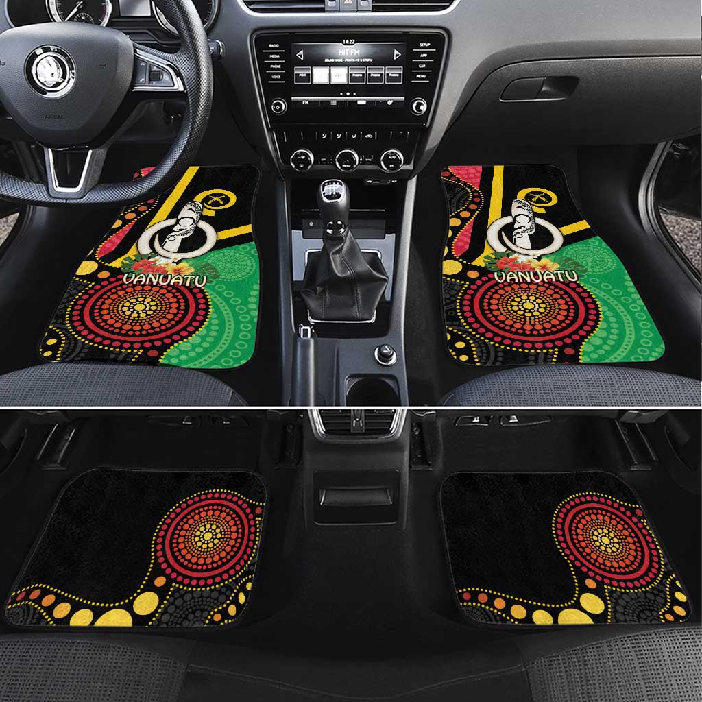 Tamtam Drum Vanuatu Car Mats Boar Tusk Aboriginal Flag Style