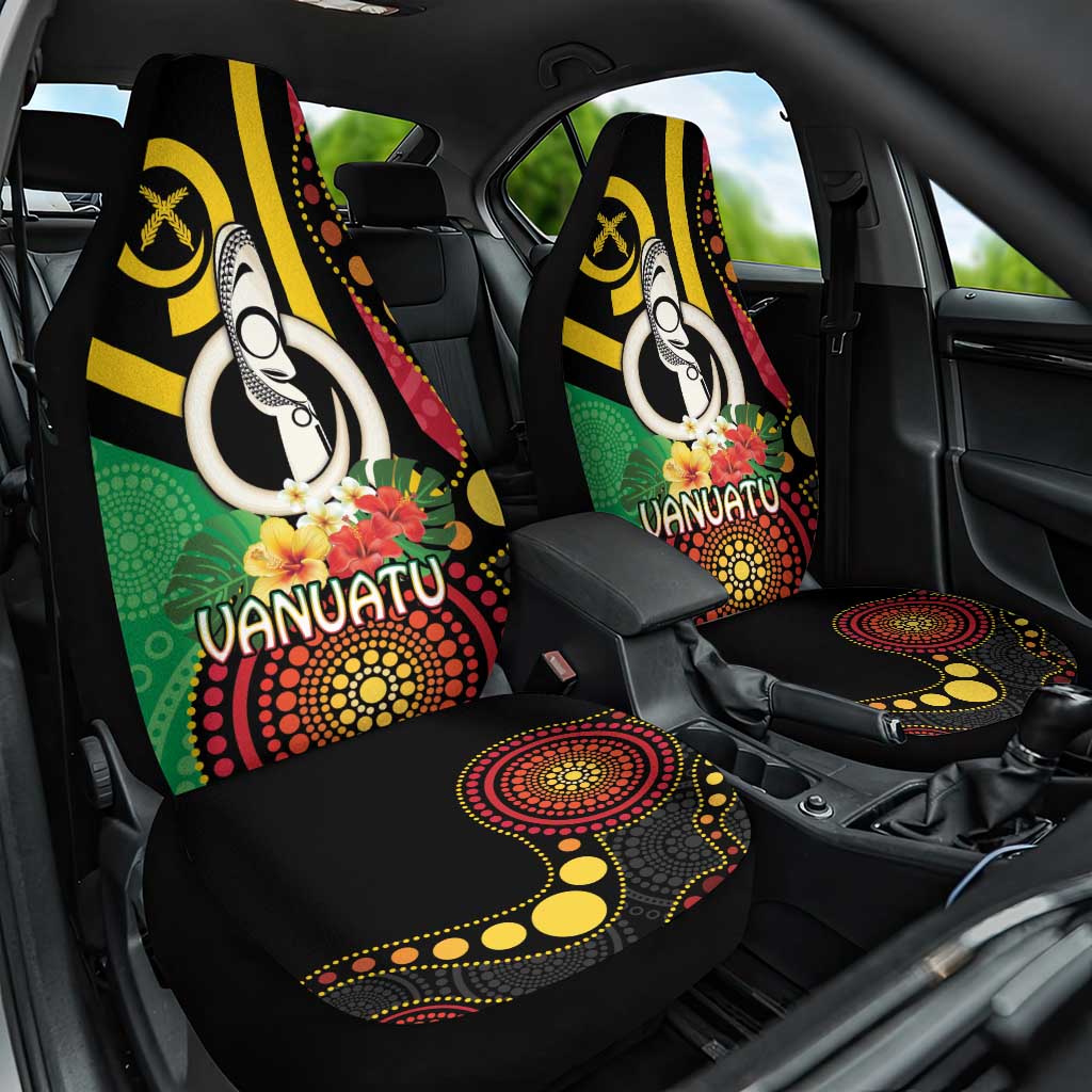 Tamtam Drum Vanuatu Car Seat Cover Boar Tusk Aboriginal Flag Style