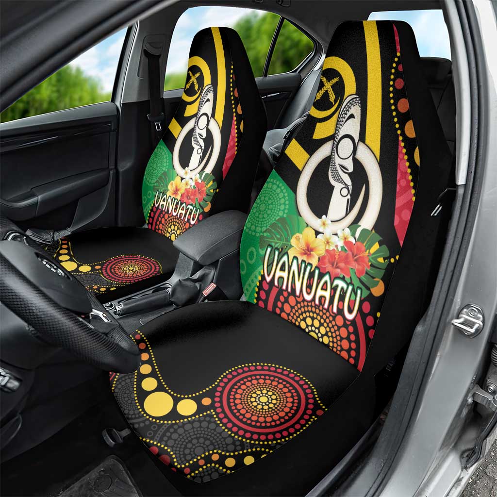 Tamtam Drum Vanuatu Car Seat Cover Boar Tusk Aboriginal Flag Style