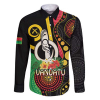 Tamtam Drum Vanuatu Family Matching Off Shoulder Short Dress and Hawaiian Shirt Boar Tusk Aboriginal Flag Style