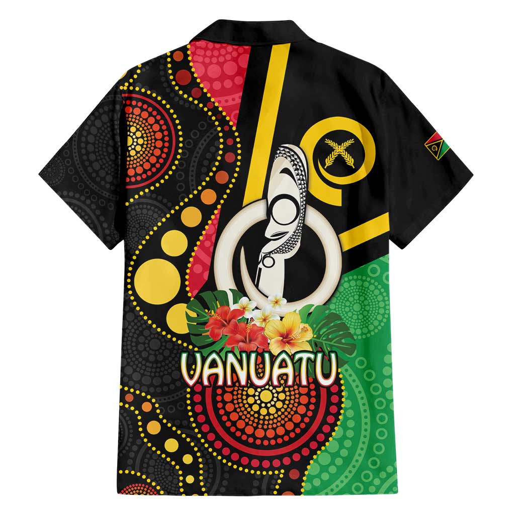 Tamtam Drum Vanuatu Family Matching Short Sleeve Bodycon Dress and Hawaiian Shirt Boar Tusk Aboriginal Flag Style