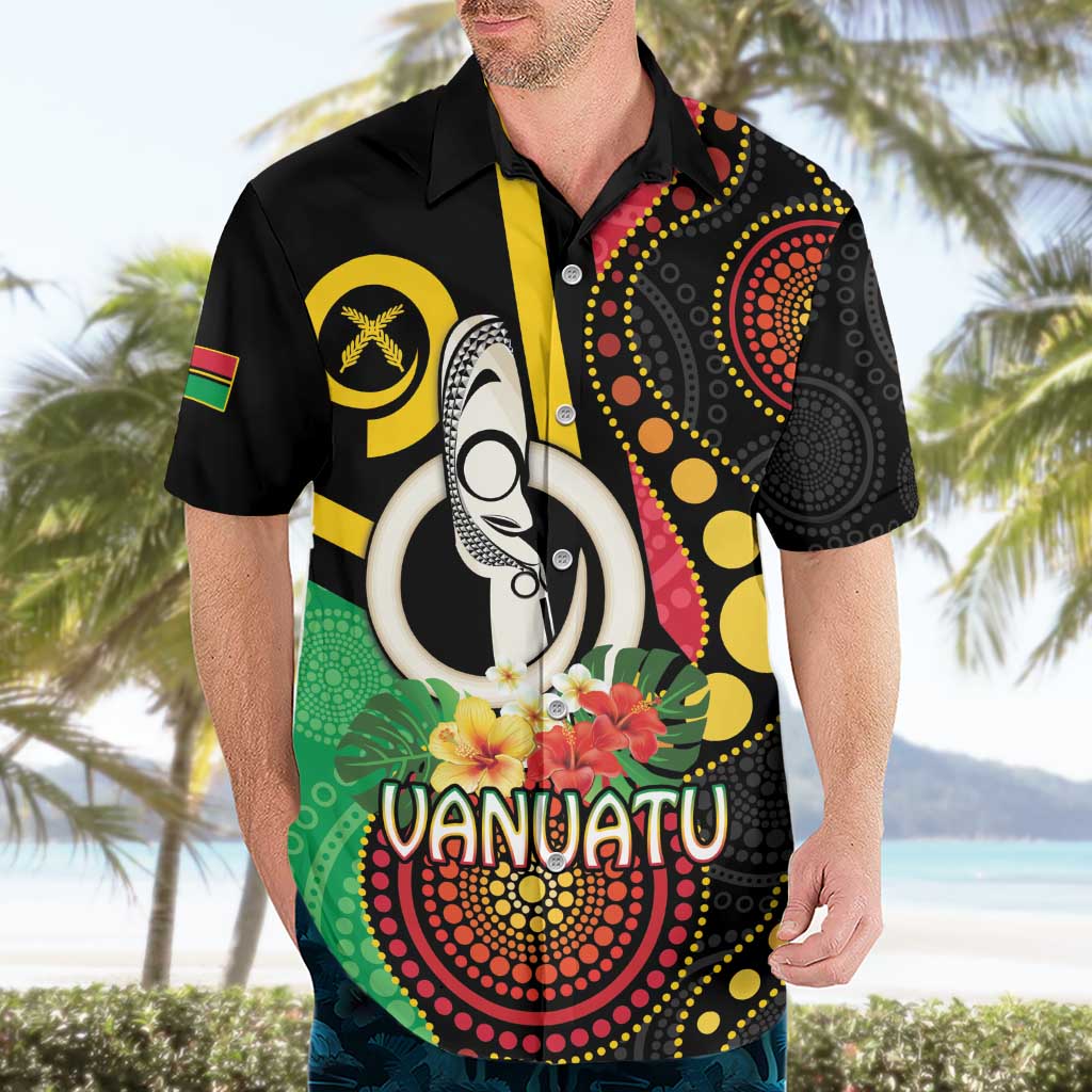 Tamtam Drum Vanuatu Hawaiian Shirt Boar Tusk Aboriginal Flag Style
