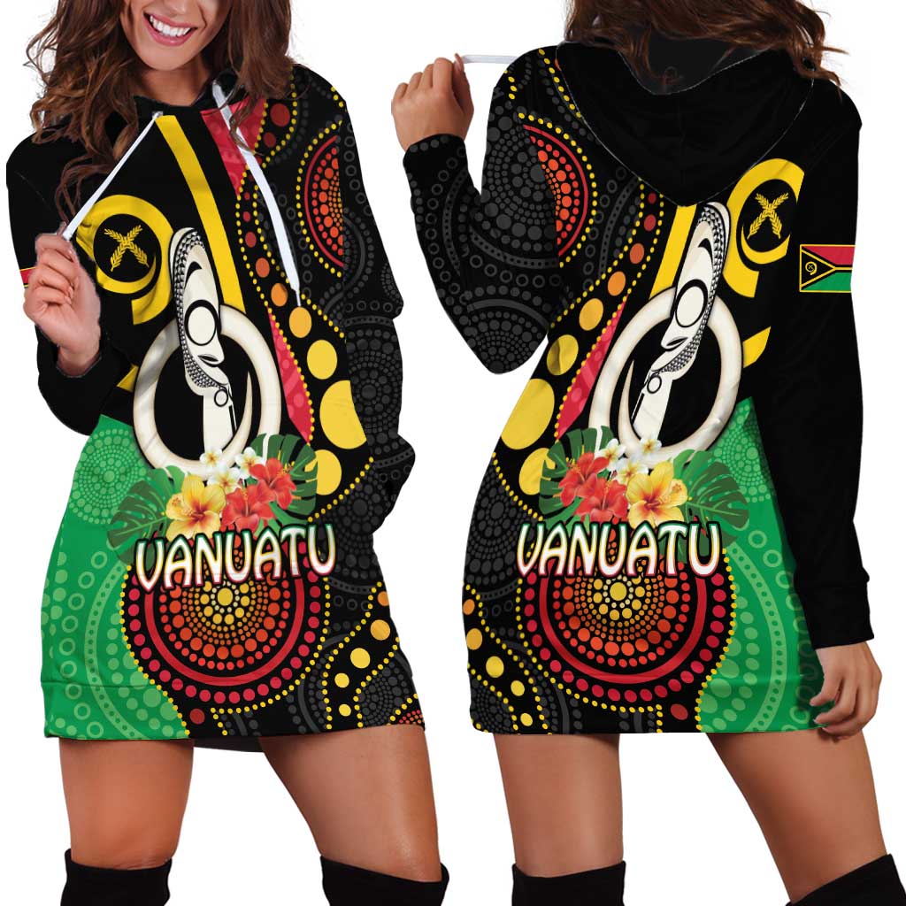Tamtam Drum Vanuatu Hoodie Dress Boar Tusk Aboriginal Flag Style