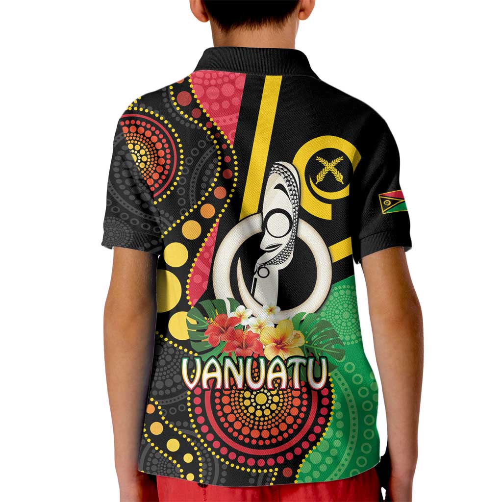 Tamtam Drum Vanuatu Kid Polo Shirt Boar Tusk Aboriginal Flag Style LT14 - Polynesian Pride