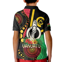 Tamtam Drum Vanuatu Kid Polo Shirt Boar Tusk Aboriginal Flag Style LT14 - Polynesian Pride