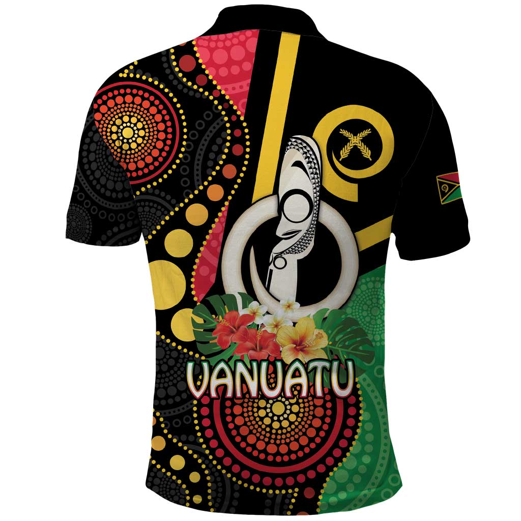 Tamtam Drum Vanuatu Polo Shirt Boar Tusk Aboriginal Flag Style LT14 - Polynesian Pride
