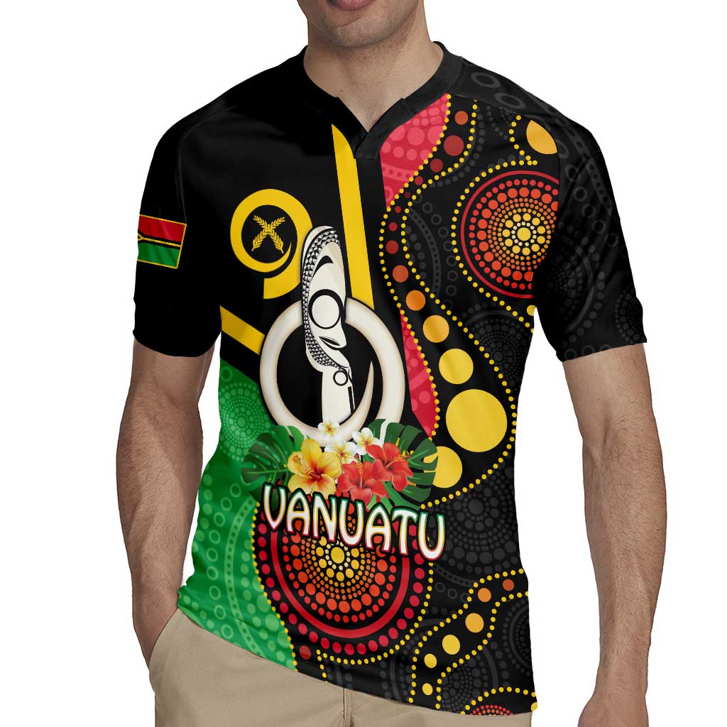 Tamtam Drum Vanuatu Rugby Jersey Boar Tusk Aboriginal Flag Style