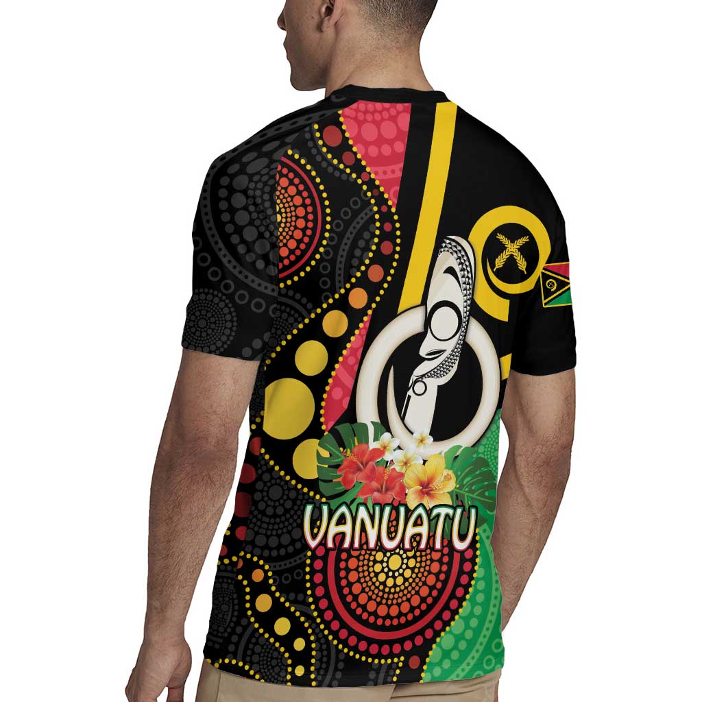 Tamtam Drum Vanuatu Rugby Jersey Boar Tusk Aboriginal Flag Style