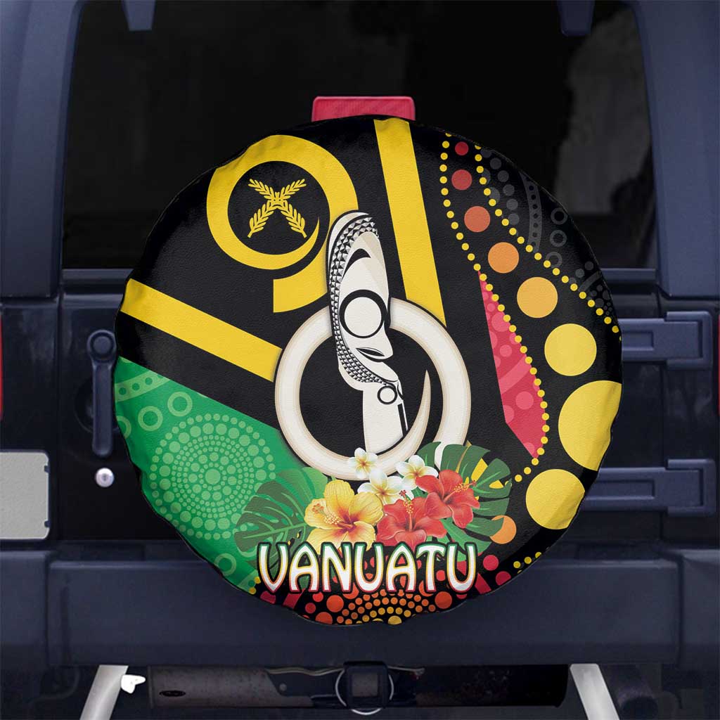 Tamtam Drum Vanuatu Spare Tire Cover Boar Tusk Aboriginal Flag Style