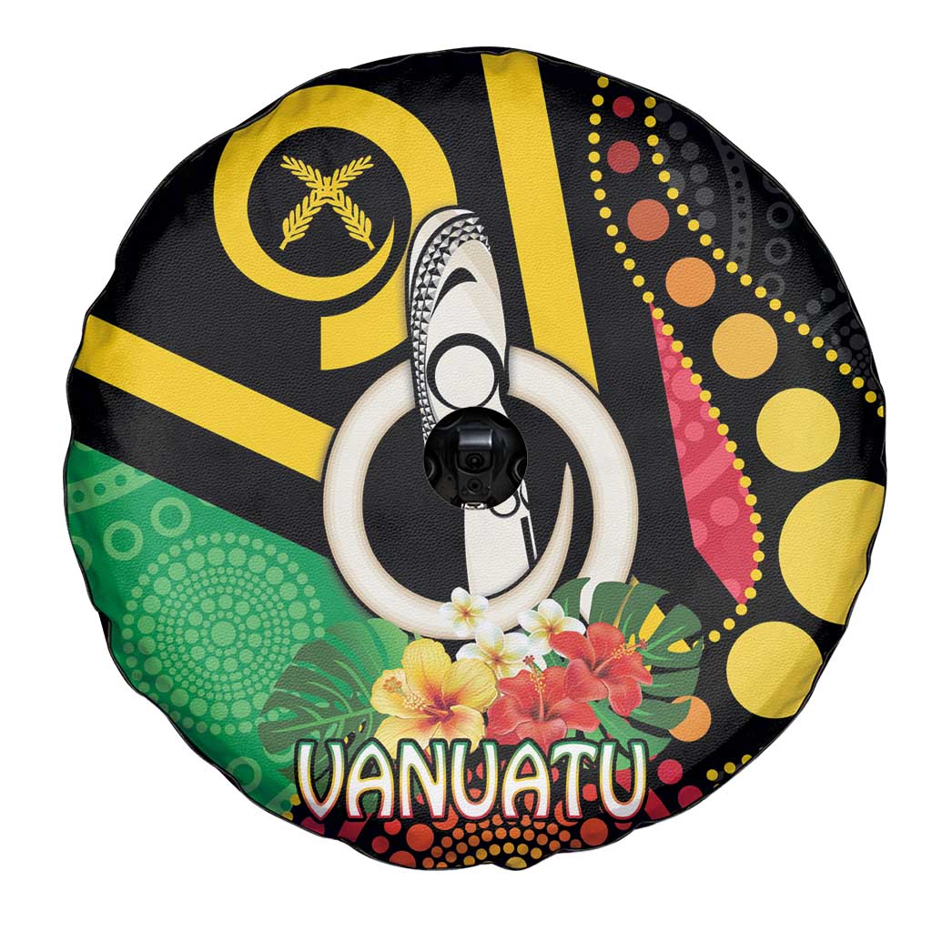 Tamtam Drum Vanuatu Spare Tire Cover Boar Tusk Aboriginal Flag Style