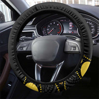 Tamtam Drum Vanuatu Steering Wheel Cover Boar Tusk Aboriginal Flag Style