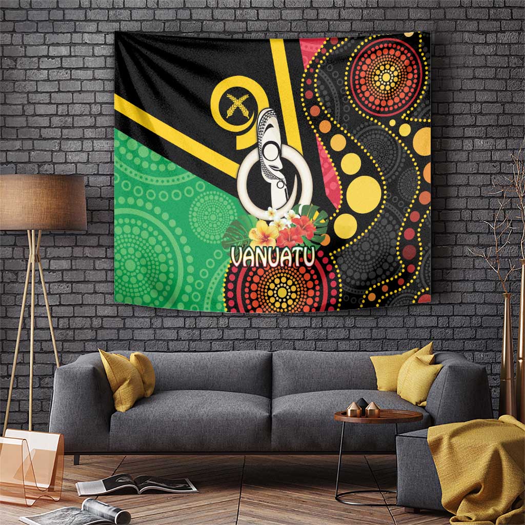 Tamtam Drum Vanuatu Tapestry Boar Tusk Aboriginal Flag Style
