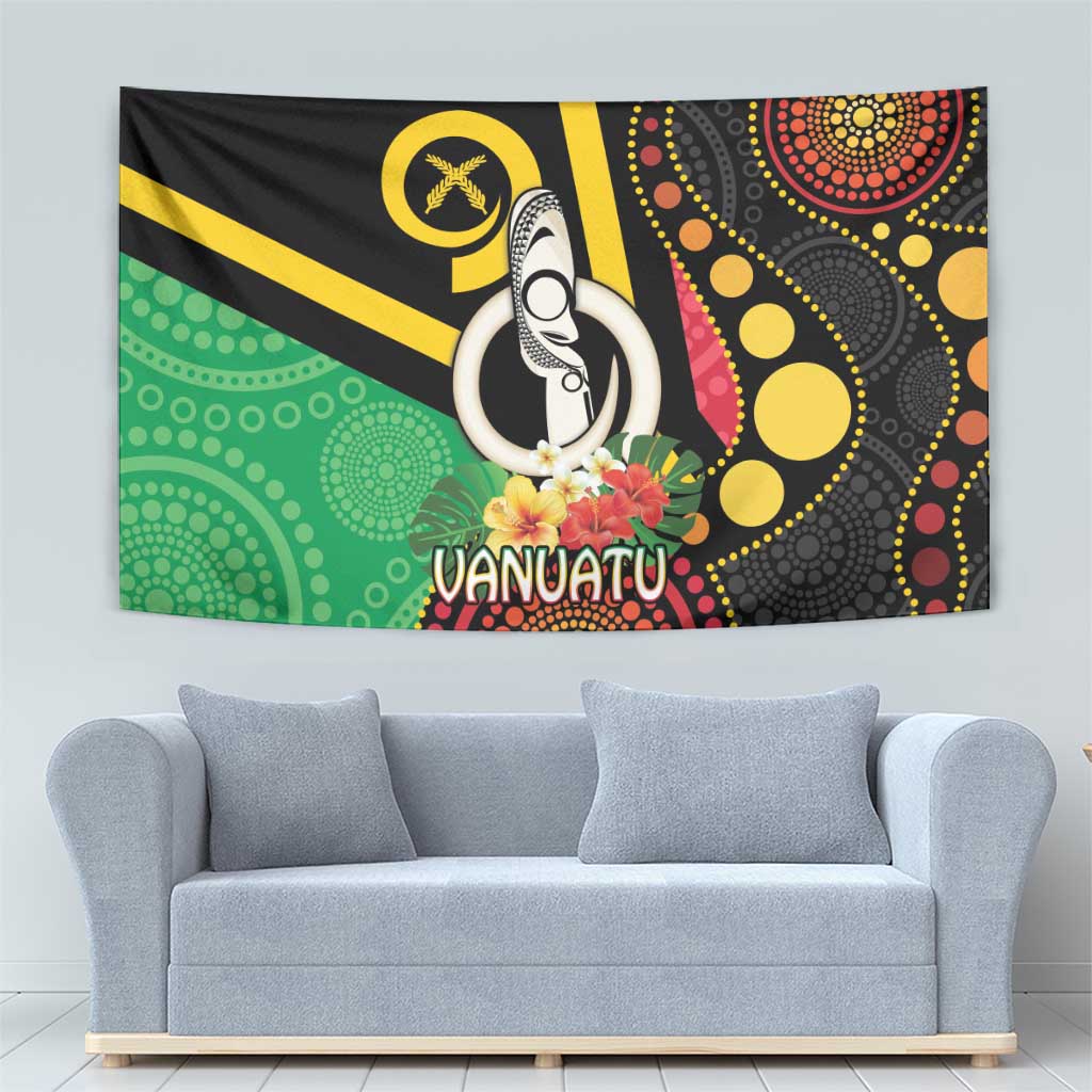 Tamtam Drum Vanuatu Tapestry Boar Tusk Aboriginal Flag Style