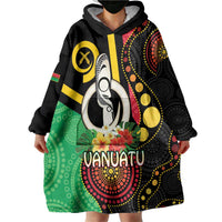 Tamtam Drum Vanuatu Wearable Blanket Hoodie Boar Tusk Aboriginal Flag Style