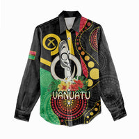 Tamtam Drum Vanuatu Women Casual Shirt Boar Tusk Aboriginal Flag Style