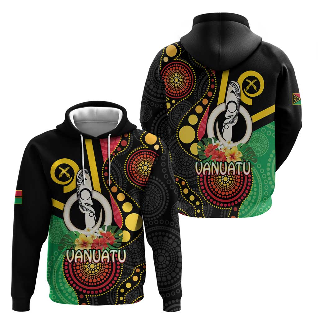 Tamtam Drum Vanuatu Zip Hoodie Boar Tusk Aboriginal Flag Style