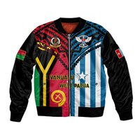 Vanuatu And West Papua Bomber Jacket Coat Of Arms Mix Flag Style LT14 Unisex Black - Polynesian Pride