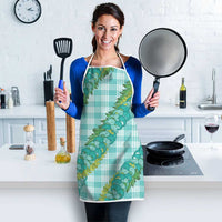 Hawaii Jade Vine Lei Apron Aloha Palaka Motif - Turquoise - Polynesian Pride