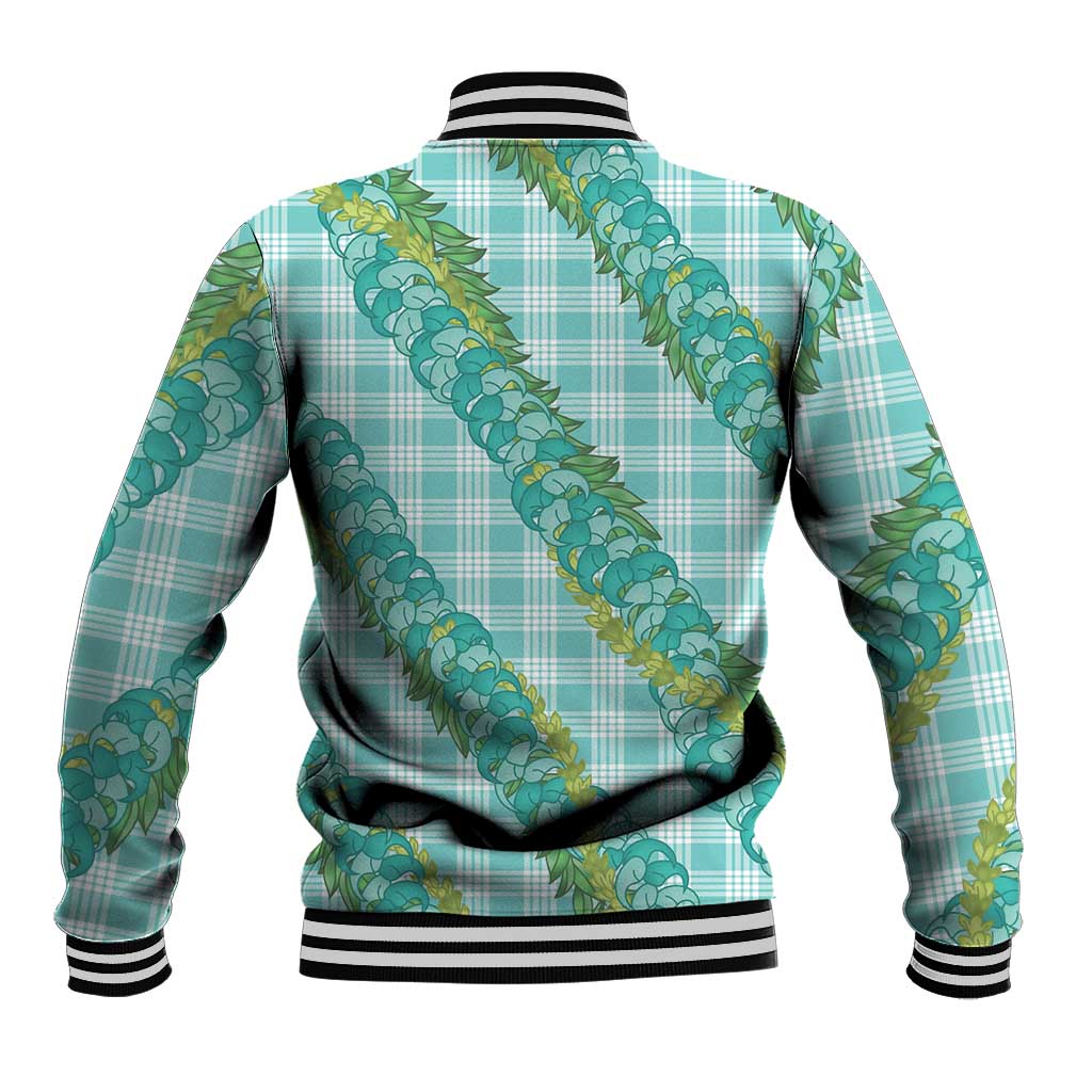 Hawaii Jade Vine Lei Baseball Jacket Aloha Palaka Motif - Turquoise - Polynesian Pride