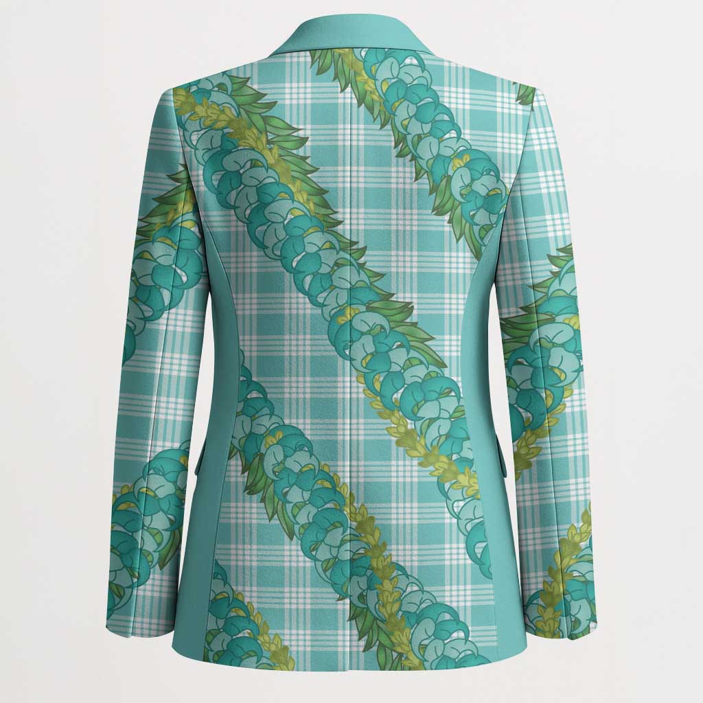 Hawaii Jade Vine Lei Blazer Aloha Palaka Motif - Turquoise - Polynesian Pride