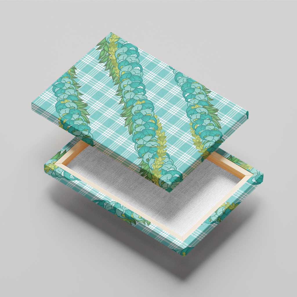 Hawaii Jade Vine Lei Canvas Wall Art Aloha Palaka Motif - Turquoise - Polynesian Pride