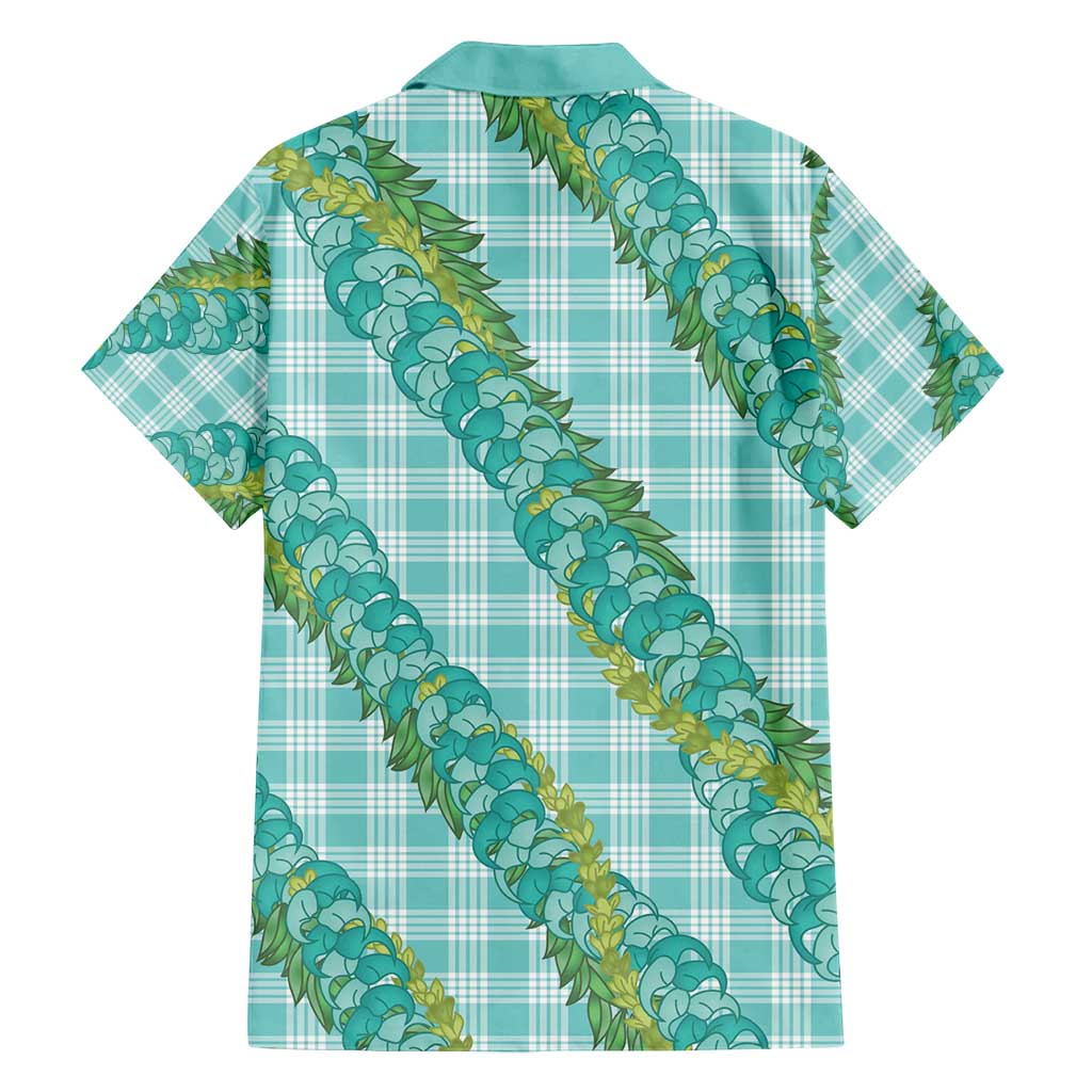 Hawaii Jade Vine Lei Family Matching Off Shoulder Maxi Dress and Hawaiian Shirt Aloha Palaka Motif - Turquoise - Polynesian Pride