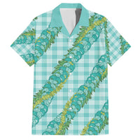 Hawaii Jade Vine Lei Family Matching Summer Maxi Dress and Hawaiian Shirt Aloha Palaka Motif - Turquoise - Polynesian Pride