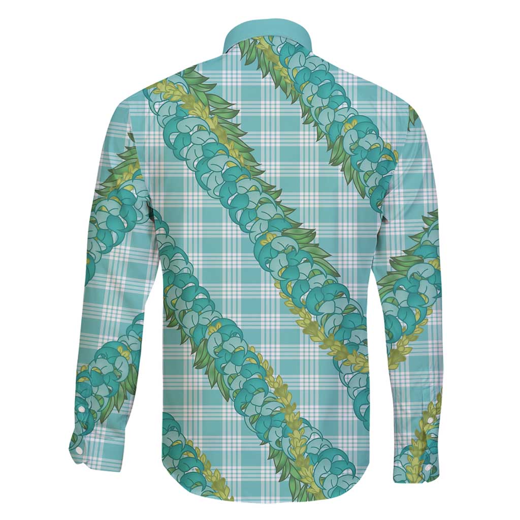 Hawaii Jade Vine Lei Family Matching Summer Maxi Dress and Hawaiian Shirt Aloha Palaka Motif - Turquoise - Polynesian Pride