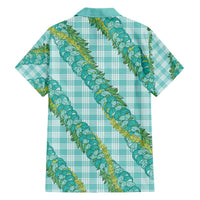 Hawaii Jade Vine Lei Hawaiian Shirt Aloha Palaka Motif - Turquoise - Polynesian Pride