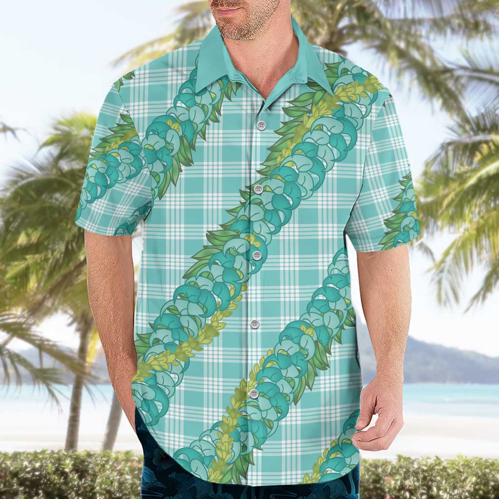 Hawaii Jade Vine Lei Hawaiian Shirt Aloha Palaka Motif - Turquoise - Polynesian Pride
