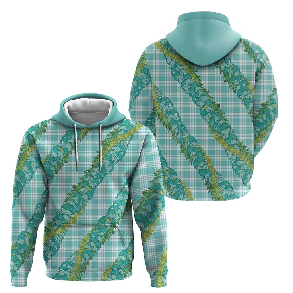 Hawaii Jade Vine Lei Hoodie Aloha Palaka Motif - Turquoise - Polynesian Pride