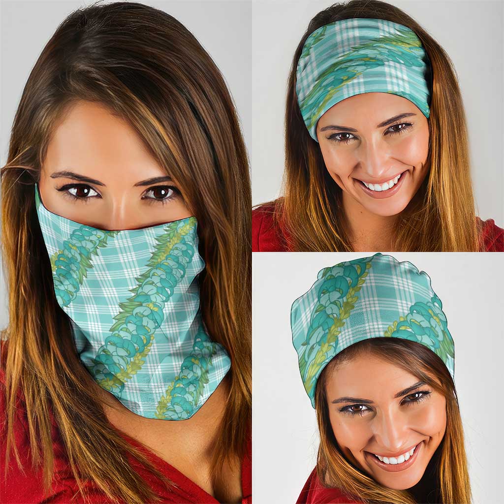 Hawaii Jade Vine Lei Neck Gaiter Aloha Palaka Motif - Turquoise - Polynesian Pride