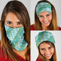 Hawaii Jade Vine Lei Neck Gaiter Aloha Palaka Motif - Turquoise - Polynesian Pride