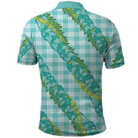 Hawaii Jade Vine Lei Polo Shirt Aloha Palaka Motif - Turquoise - Polynesian Pride