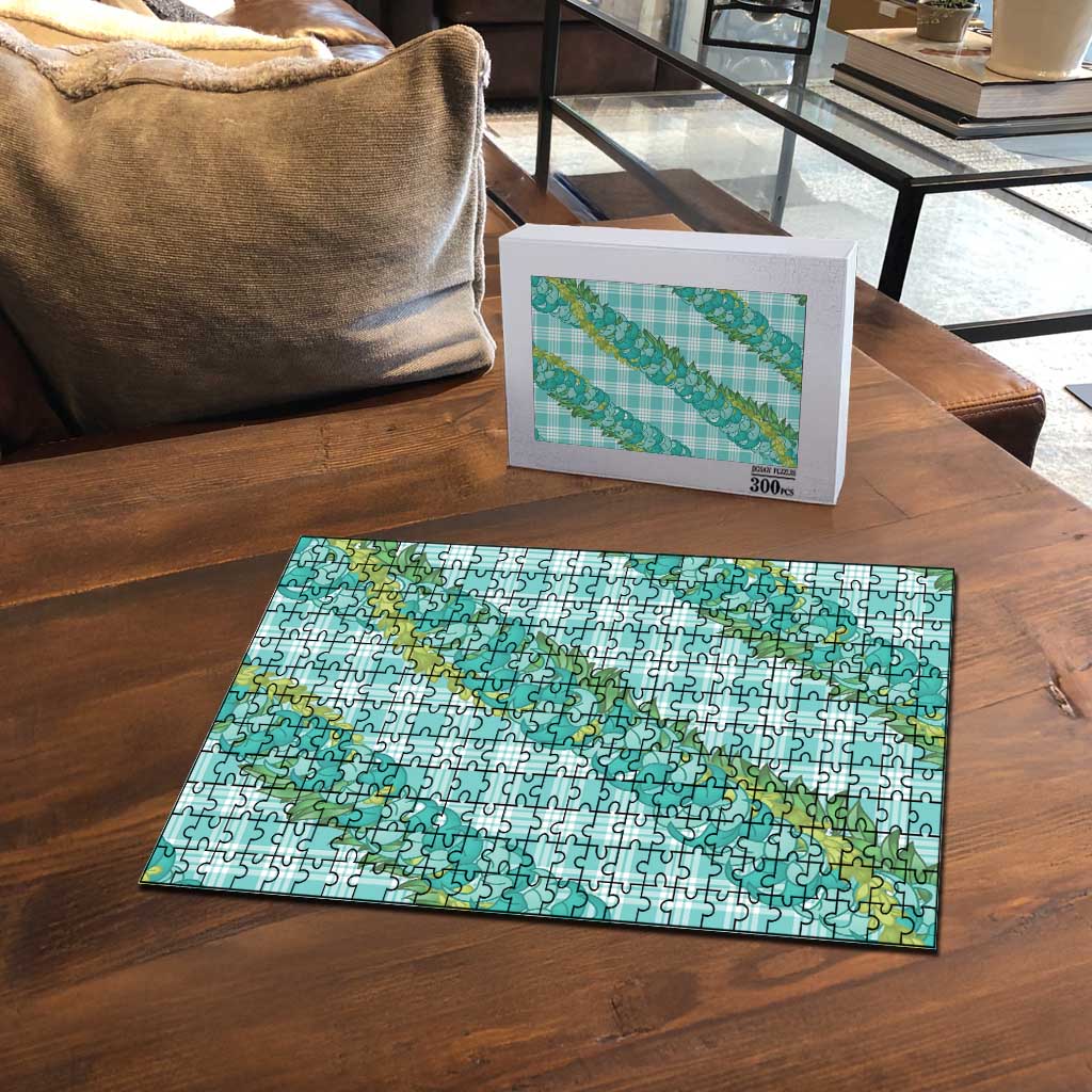 Hawaii Jade Vine Lei Puzzle Aloha Palaka Motif - Turquoise - Polynesian Pride