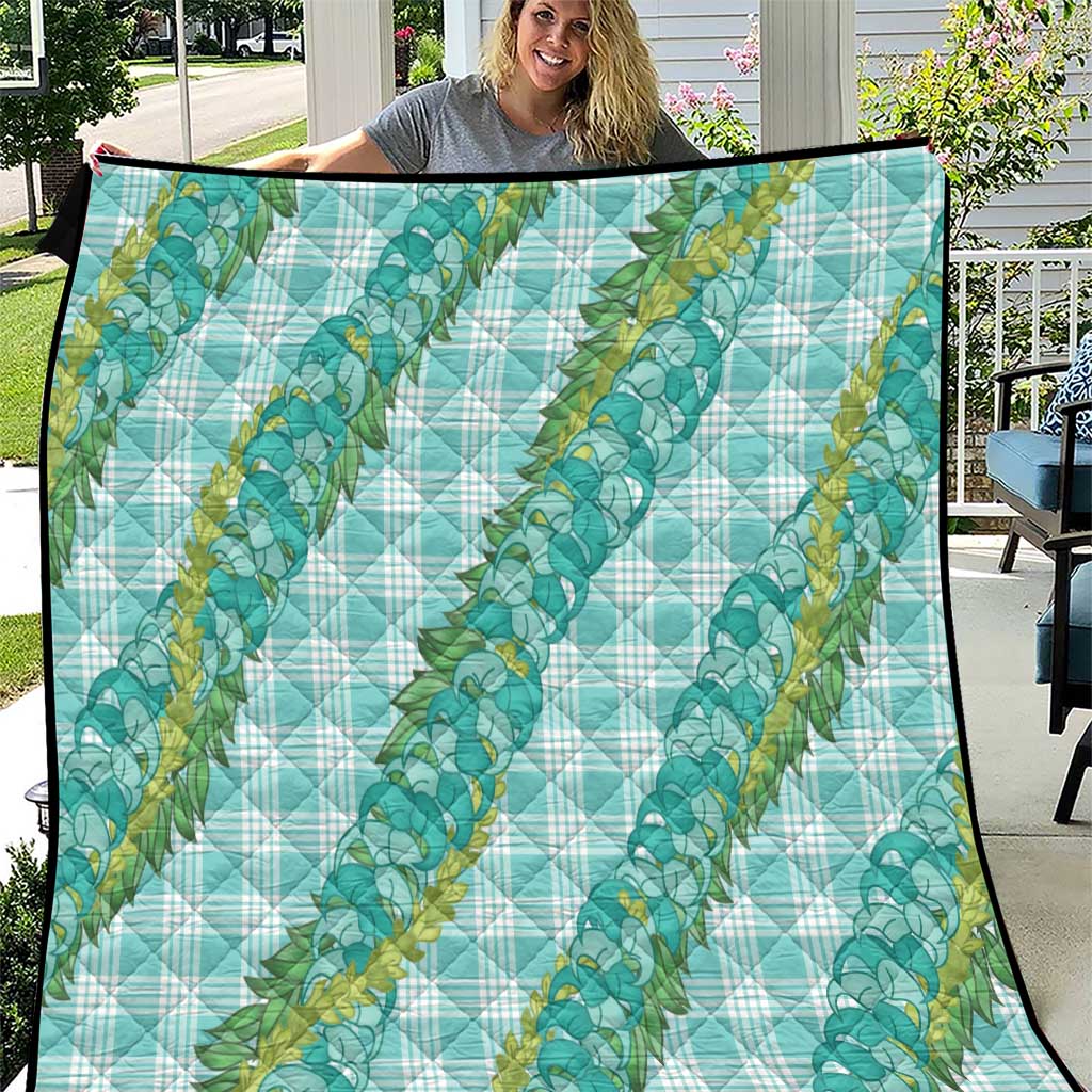 Hawaii Jade Vine Lei Quilt Aloha Palaka Motif - Turquoise - Polynesian Pride