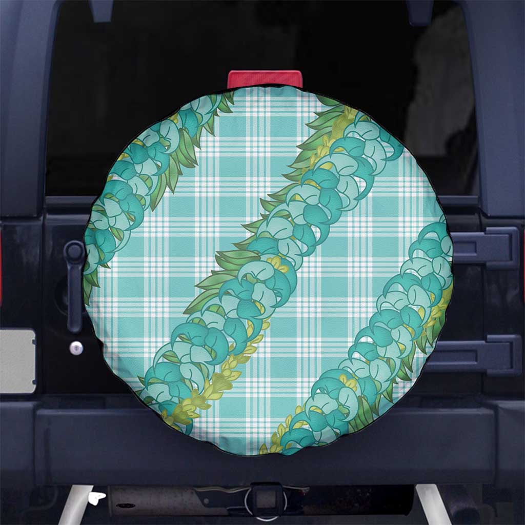 Hawaii Jade Vine Lei Spare Tire Cover Aloha Palaka Motif - Turquoise - Polynesian Pride