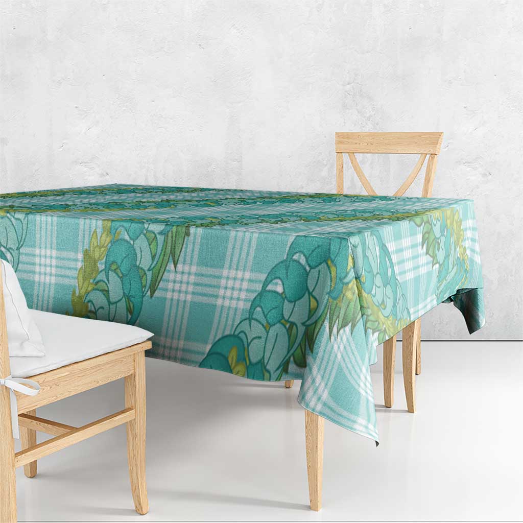 Hawaii Jade Vine Lei Tablecloth Aloha Palaka Motif - Turquoise - Polynesian Pride