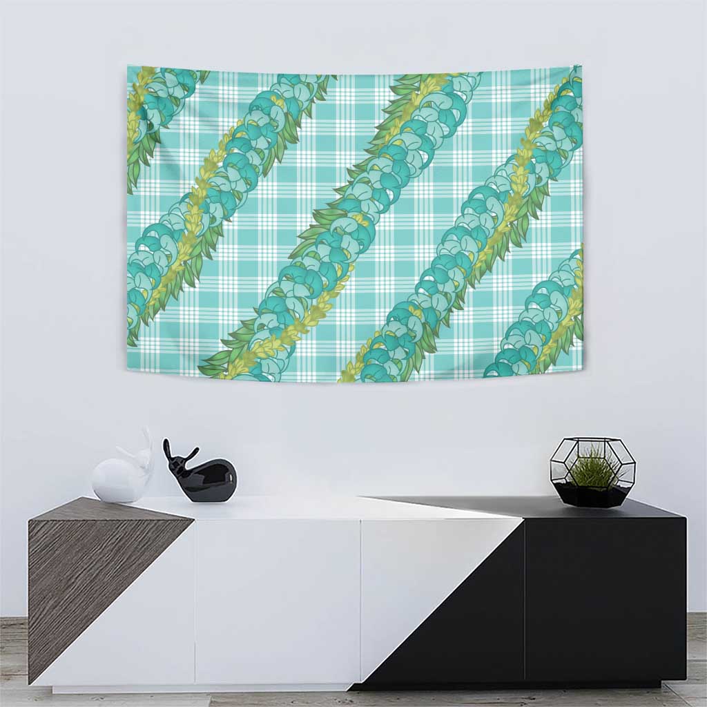 Hawaii Jade Vine Lei Tapestry Aloha Palaka Motif - Turquoise - Polynesian Pride