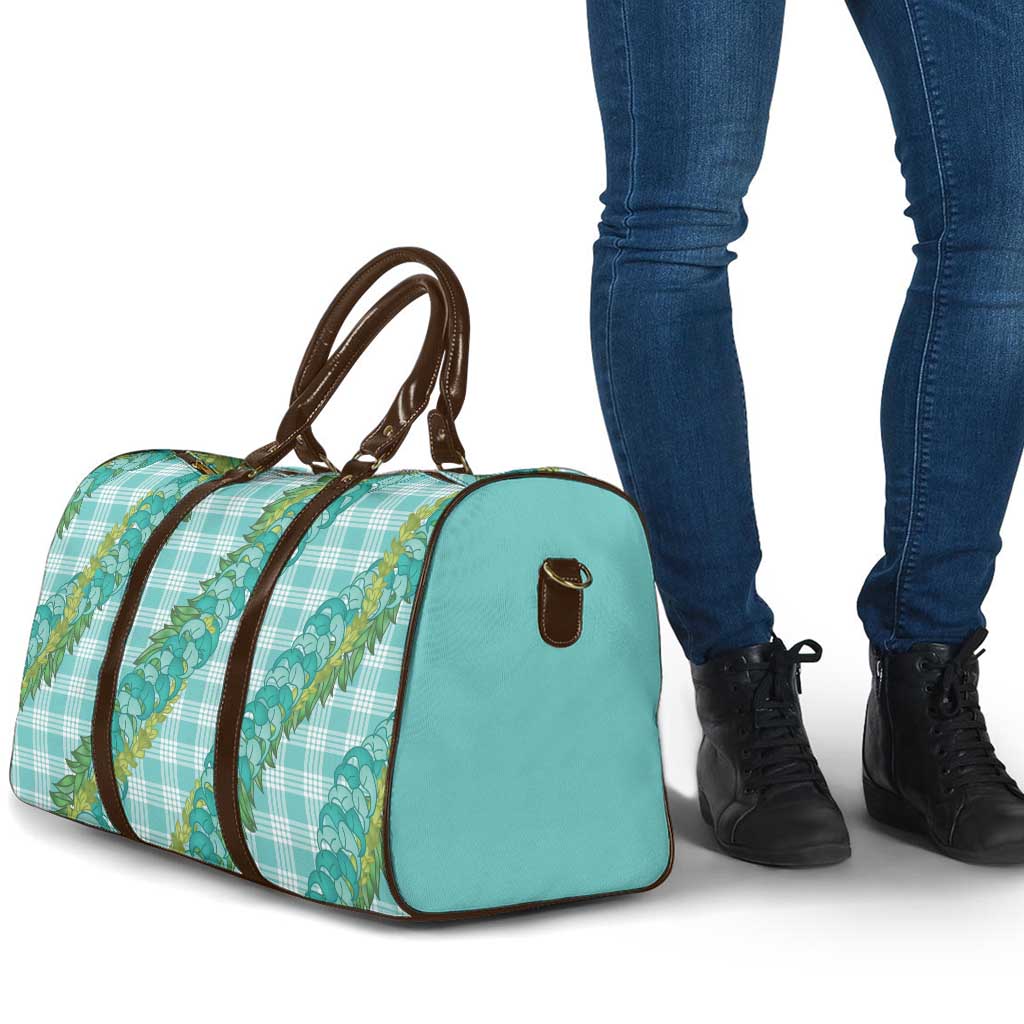 Hawaii Jade Vine Lei Travel Bag Aloha Palaka Motif - Turquoise - Polynesian Pride