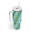Hawaii Jade Vine Lei Tumbler With Handle Aloha Palaka Motif - Turquoise - Polynesian Pride